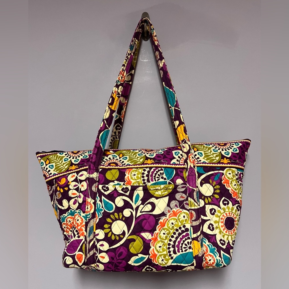 VERA Bradley LARGE Zip TOTE Bag PLUM CRAZY